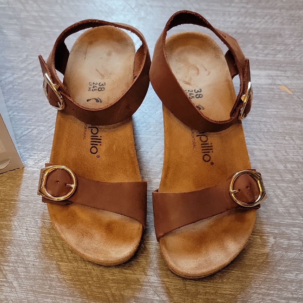 Papillio Tan Leather Buckle Sandals